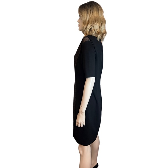 T Tahari Dilana Dress Rayon Blend Sheath Scuba Ashen Mesh Inserts Stretch Lined - Picture 8 of 16